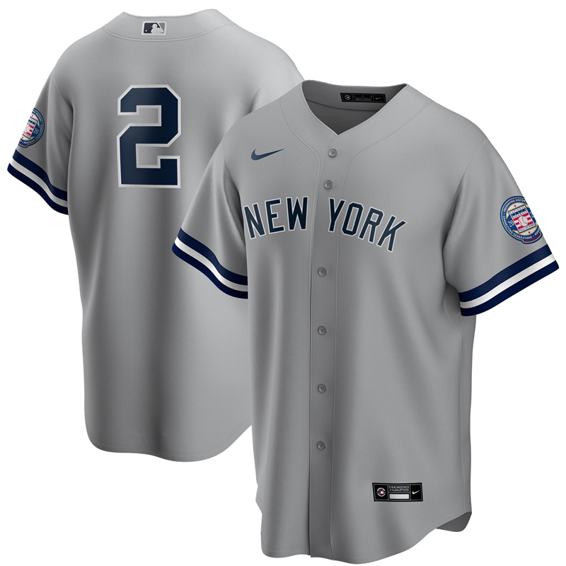 2020 MLB Men New York Yankees #2 Derek Jeter Nike Gray 2020 Hall of Fame Induction Replica Jersey 1->new york yankees->MLB Jersey